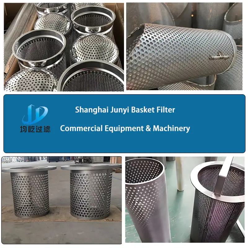 Stainless steel basket strainer screen for pipeline filtration applications
