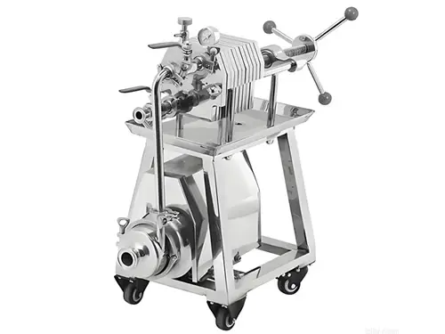 Sanitary Stainless Steel Precision Lab-Scale Filter Press | 10-Layer Design for Beverage R&D, 3.38 sq ft