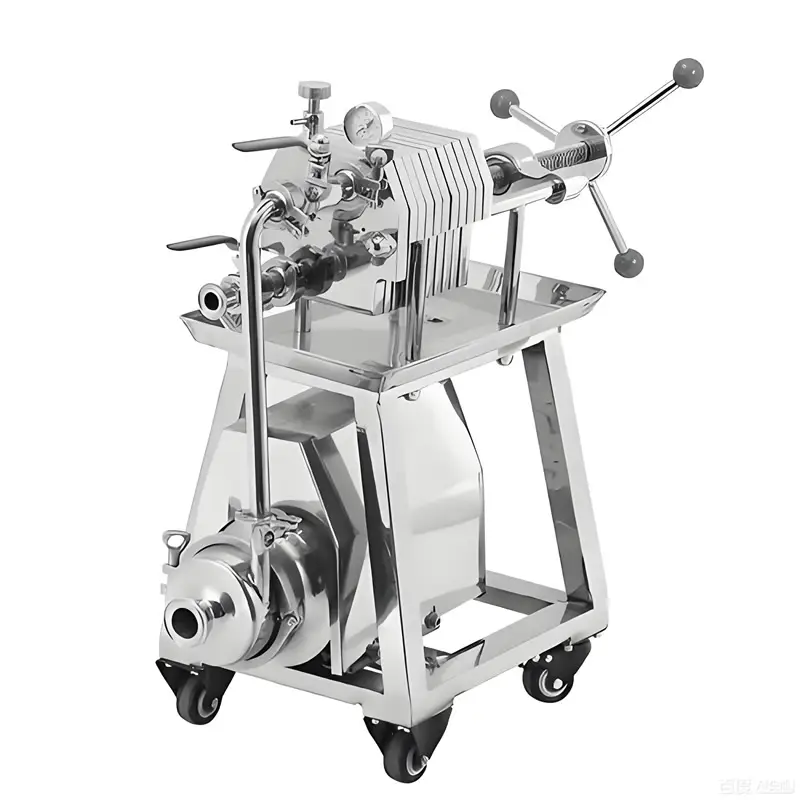 Sanitary Stainless Steel Precision Lab-Scale Filter Press | 10-Layer Design for Beverage R&D, 3.38 sq ft | Ultra-Nano Brewing & Sample Preparation System